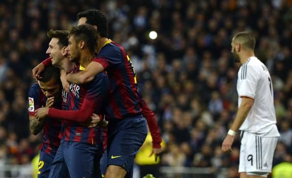 Messi esulta dopo il gol del 3-3. Afp